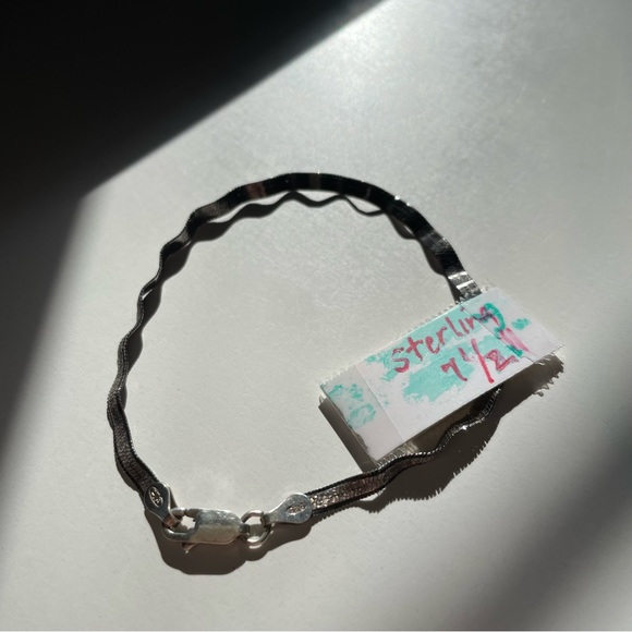 Sterling Silver Wavy Sparkly Bracelet - Picture 6 of 7